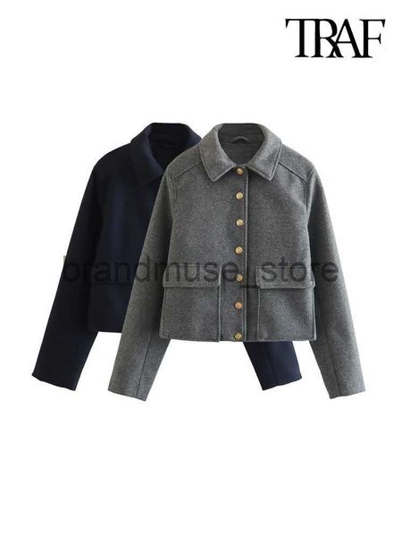 women's jackets traf women fashion front gold button soft jacket coat vintage long sleeve flap pockets female outerwear chic j230806, Black;brown
women's jackets traf women fashion front gold button soft jacket coat vintage long sleeve flap pockets female outerwear chic j230806, Black;brown
