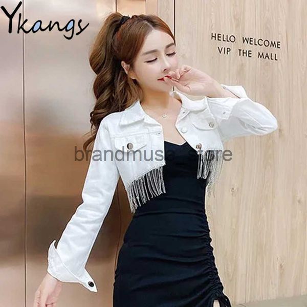 women's jackets rhinestone tassel fringe white black jean jackets women harajuku denim coat button spring autumn korean y2k streetwear, Black;brown
women's jackets rhinestone tassel fringe white black jean jackets women harajuku denim coat button spring autumn korean y2k streetwear, Black;brown