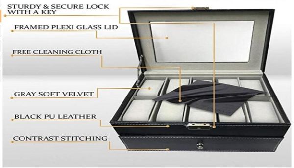 watch box organizer pillow case 20 slot luxury premium display cases with framed glass lid elegant contrast stitching sturdy s70754030774, Black;blue
watch box organizer pillow case 20 slot luxury premium display cases with framed glass lid elegant contrast stitching sturdy s70754030774, Black;blue