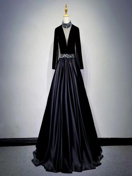 2022 aline prom dresses long sleeves satintulle floor length halter with crystals zipper back evening dressl custom made formal e7941686, Black
2022 aline prom dresses long sleeves satintulle floor length halter with crystals zipper back evening dressl custom made formal e7941686, Black