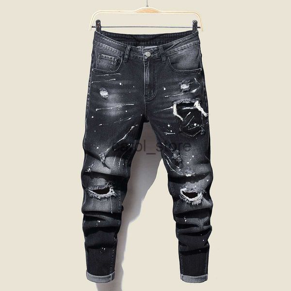 men's jeans new casual ripped hole jeans for men's paint dots ink splattered soft cotton high elastic leather label black grey sli, Blue
men's jeans new casual ripped hole jeans for men's paint dots ink splattered soft cotton high elastic leather label black grey sli, Blue