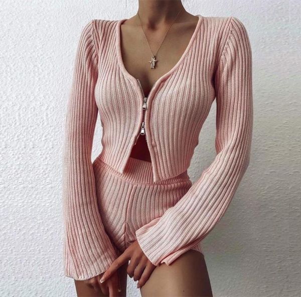 women autumn pink knitted two piece set flare long sleeve double zipper crop sweater and shorts outfits home lounge wear2119448, Gray
women autumn pink knitted two piece set flare long sleeve double zipper crop sweater and shorts outfits home lounge wear2119448, Gray