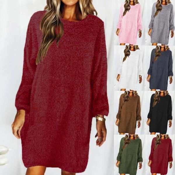 womens clothing autumn and winter loose long sleeved plush sweater dress, Black;gray
womens clothing autumn and winter loose long sleeved plush sweater dress, Black;gray