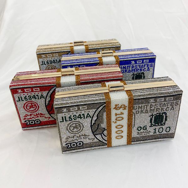 dollar clutch purse rhinestone evening handbag