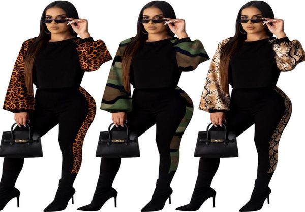 women camouflage leopard snake skin printed casual tracksuits new arrvials long sleeves t shirt loose and pants outfits 819385, Gray 
women camouflage leopard snake skin printed casual tracksuits new arrvials long sleeves t shirt loose and pants outfits 819385, Gray