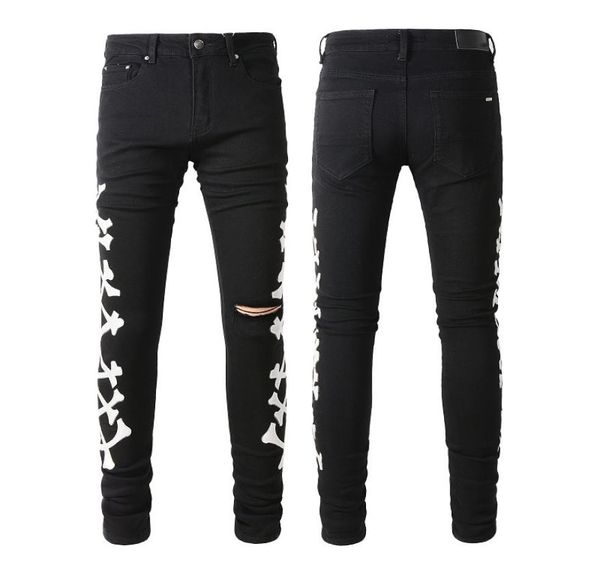 men039s jeans trendy brand bone pattern skinny stretch black jeans with broken knee europe and america9441005, Blue
men039s jeans trendy brand bone pattern skinny stretch black jeans with broken knee europe and america9441005, Blue