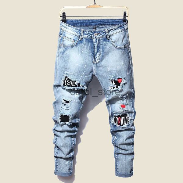men's jeans men slim biker ripped long denim trousers skinny jeans pocket side straps and zips male jogging pants destroyed stretchy pa, Blue
men's jeans men slim biker ripped long denim trousers skinny jeans pocket side straps and zips male jogging pants destroyed stretchy pa, Blue