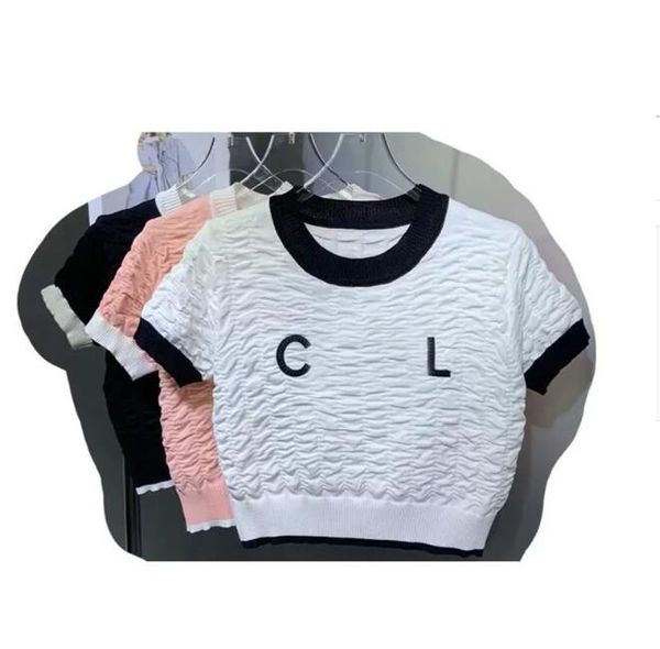 spring/summer t-shirt new women's bubble fold small fragrance contrast round neck short sleeve chest letter embroidery trendy -l, White
spring/summer t-shirt new women's bubble fold small fragrance contrast round neck short sleeve chest letter embroidery trendy -l, White