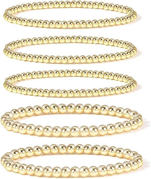 women's gold beaded bracelet 14k gilded beaded ball bracelet elastic bracelet, Black
women's gold beaded bracelet 14k gilded beaded ball bracelet elastic bracelet, Black