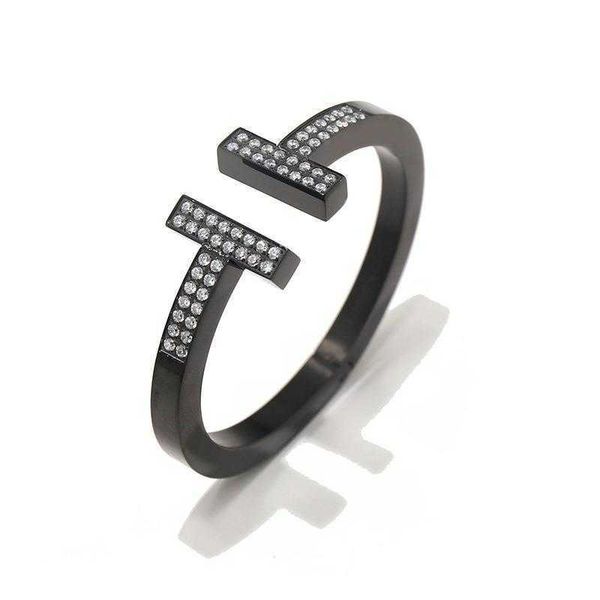 high version 04titanium steel jewelry street shoot neutral style tiffay bold double t diamond bracelet top, Black
high version 04titanium steel jewelry street shoot neutral style tiffay bold double t diamond bracelet top, Black
