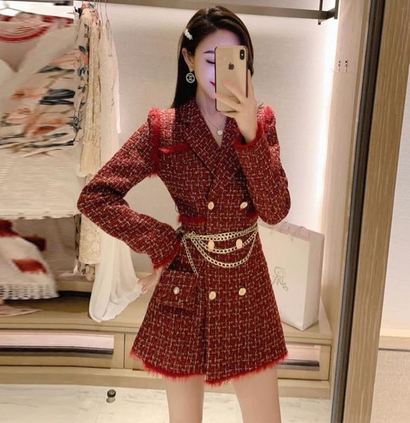 women red tweed plaid blazer golden double breasted jacket thick long woolen suit coat fall winter outerwear with chain belt bag7045600, White;black
women red tweed plaid blazer golden double breasted jacket thick long woolen suit coat fall winter outerwear with chain belt bag7045600, White;black