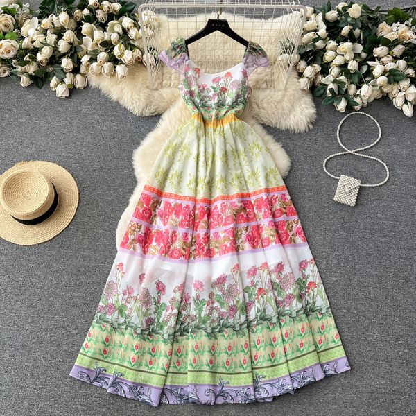 french style flower printed chiffon dress summer high waist slim super fairy beach resort skirt, Black;gray
french style flower printed chiffon dress summer high waist slim super fairy beach resort skirt, Black;gray