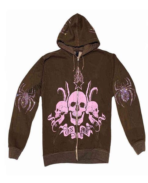 women rhine spider skull print streetwear hoodies women coat goth harajuku y2k aesthetic clothes grunge punk jacket zip-up3630843, Black
women rhine spider skull print streetwear hoodies women coat goth harajuku y2k aesthetic clothes grunge punk jacket zip-up3630843, Black