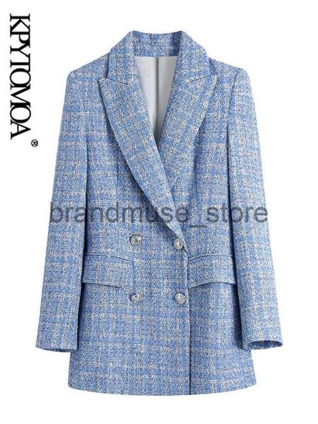 women's jackets kpytomoa women fashion double breasted tweed check blazers coat vintage long sleeve pockets female outerwear chic veste, Black;brown
women's jackets kpytomoa women fashion double breasted tweed check blazers coat vintage long sleeve pockets female outerwear chic veste, Black;brown