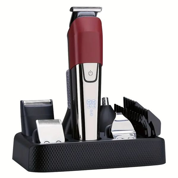 6-in-1 electric hair clipper with digital display hair trimmer for men hair cutting machine cordless beard grooming kit razor set
6-in-1 electric hair clipper with digital display hair trimmer for men hair cutting machine cordless beard grooming kit razor set