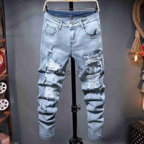 men's jeans men's ripped jeans autumn designer slim fit black blue denim pants male jeans distressed destroyed trousers j230806
men's jeans men's ripped jeans autumn designer slim fit black blue denim pants male jeans distressed destroyed trousers j230806