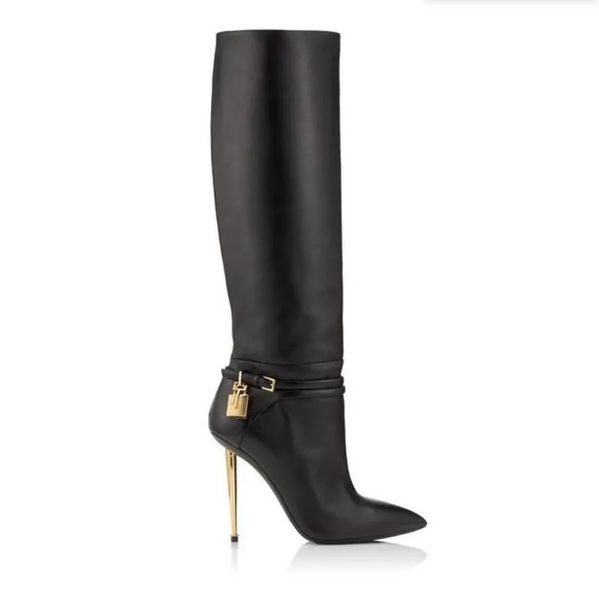 winter womens boot long boots tom-f-boot calf leathers lady booty padlock and gold heels pointy toe wedding party dress pumps 35-42, Black
winter womens boot long boots tom-f-boot calf leathers lady booty padlock and gold heels pointy toe wedding party dress pumps 35-42, Black