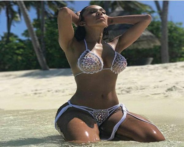 women's swimwear hollow out crochet bikini crystal diamond micro women swimsuit luxury rhine split5338158, White;black
women's swimwear hollow out crochet bikini crystal diamond micro women swimsuit luxury rhine split5338158, White;black