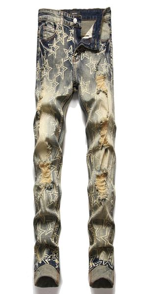 retro blue men039s jeans ripped hole stretch denim pants for men printed and dyed punk streetwear slim fit pantalones para homb2045634
retro blue men039s jeans ripped hole stretch denim pants for men printed and dyed punk streetwear slim fit pantalones para homb2045634