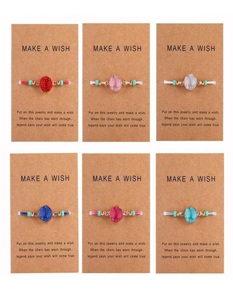 design handmade druzy resin stone bracelet make a wish card wax rope braided bracelets bangles with rice bead for women girls summ1294720, Golden;silver
design handmade druzy resin stone bracelet make a wish card wax rope braided bracelets bangles with rice bead for women girls summ1294720, Golden;silver