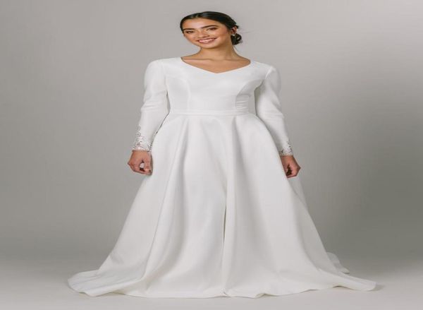 2021 simple aline satin modest wedding dresses bridal gowns v neck long sleeves custom made elegant7923913, White
2021 simple aline satin modest wedding dresses bridal gowns v neck long sleeves custom made elegant7923913, White