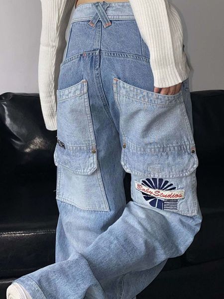 men's jeans harajuku vintage cargo high waisted jeans women y2k hip hop baggy wide leg denim pants casual loose trousers streetwear poc, Blue
men's jeans harajuku vintage cargo high waisted jeans women y2k hip hop baggy wide leg denim pants casual loose trousers streetwear poc, Blue