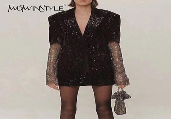 twotyle patchwork diamonds elegant womens coats notched long sleeve perspective coat female autumn fashion y2001019649991, Black;brown
twotyle patchwork diamonds elegant womens coats notched long sleeve perspective coat female autumn fashion y2001019649991, Black;brown