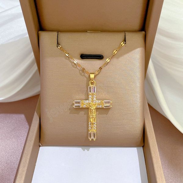 exquisite fashion titanium steel cross necklace personality micro-set zircon jesus god pendant charm jewelry accessories gifts, Silver
exquisite fashion titanium steel cross necklace personality micro-set zircon jesus god pendant charm jewelry accessories gifts, Silver