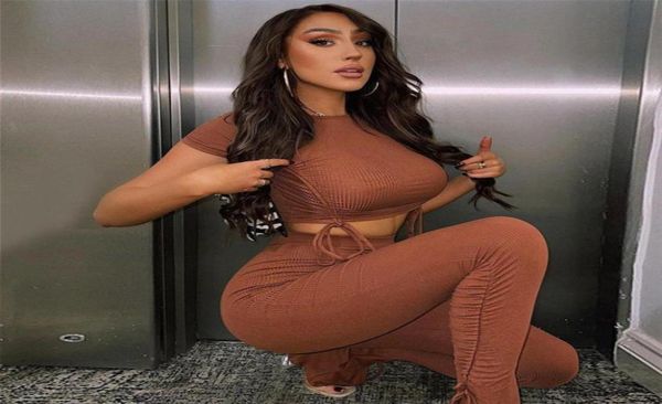 2021 solid ribbed tracksuits two piece sets women drawstring short sleeve and stretchy ruched side split pants matching outfi9406970, Gray
2021 solid ribbed tracksuits two piece sets women drawstring short sleeve and stretchy ruched side split pants matching outfi9406970, Gray