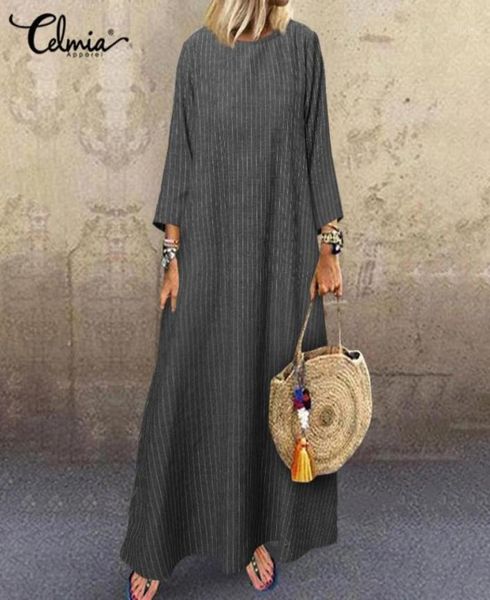 2020 women dress celmia plus size vintage striped dress fashion baggy cotton linen long sleeve casual loose long vestido 718922299, Black;gray
2020 women dress celmia plus size vintage striped dress fashion baggy cotton linen long sleeve casual loose long vestido 718922299, Black;gray