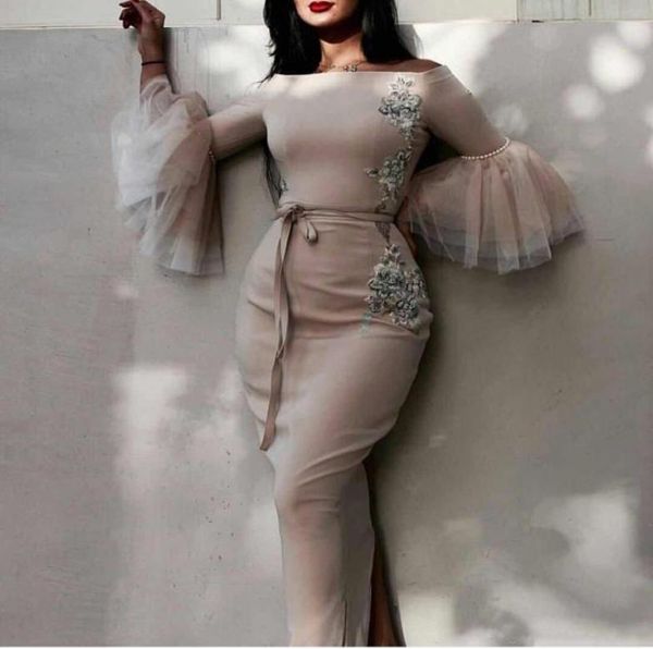 elegant long sleeves sheath evening dresses appliques embroidery off shoulder formal evening gowns back split prom dress6340422, Black;red
elegant long sleeves sheath evening dresses appliques embroidery off shoulder formal evening gowns back split prom dress6340422, Black;red