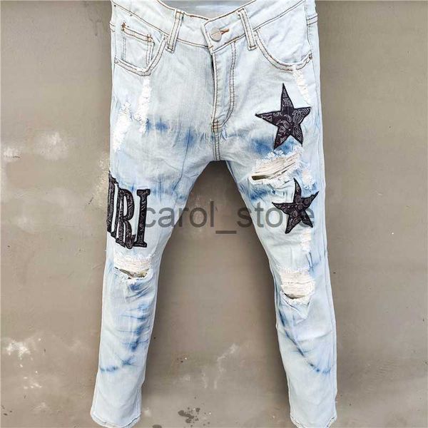 men's jeans 2022 letter star jean men embroidery patchwork ripped jeans for men trend brand motorcycle pant mens jean skinny j230806, Blue
men's jeans 2022 letter star jean men embroidery patchwork ripped jeans for men trend brand motorcycle pant mens jean skinny j230806, Blue