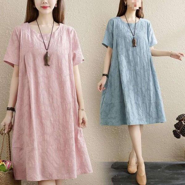 cotton and linen style large size womens clothing summer loose slimming mothers dress long artistic temperament, Black;gray
cotton and linen style large size womens clothing summer loose slimming mothers dress long artistic temperament, Black;gray