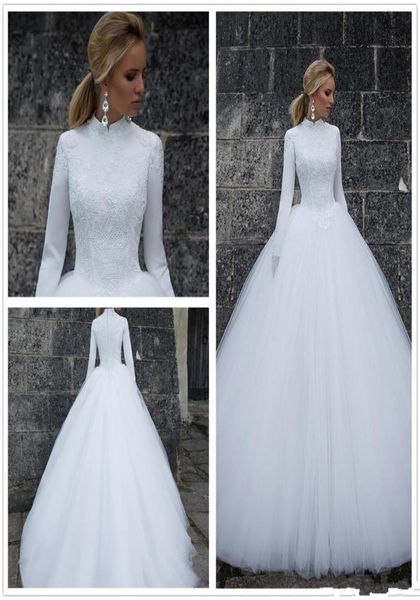 2019 new high neck long sleeves lace a line muslim wedding dresses satin empire lace applique zipper tulle winter wedding bridal g9493876, White
2019 new high neck long sleeves lace a line muslim wedding dresses satin empire lace applique zipper tulle winter wedding bridal g9493876, White