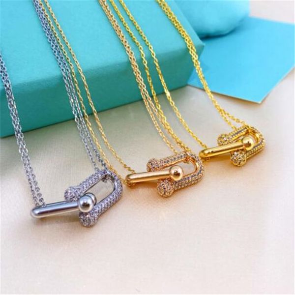 women necklaces diamond u-shaped double-ring titanium steel designers necklace pendant fashion luxury jewelry accessories, Silver
women necklaces diamond u-shaped double-ring titanium steel designers necklace pendant fashion luxury jewelry accessories, Silver