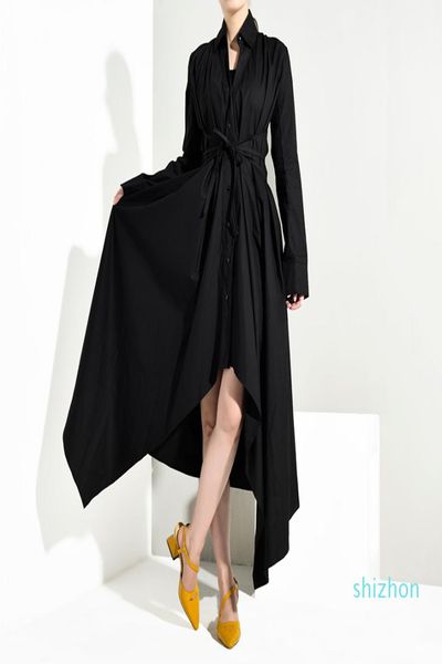 eam women black bandage asymmetrical shirt dress new turndown collar long sleeve loose fit fashion spring autumn7320181, Black;gray
eam women black bandage asymmetrical shirt dress new turndown collar long sleeve loose fit fashion spring autumn7320181, Black;gray