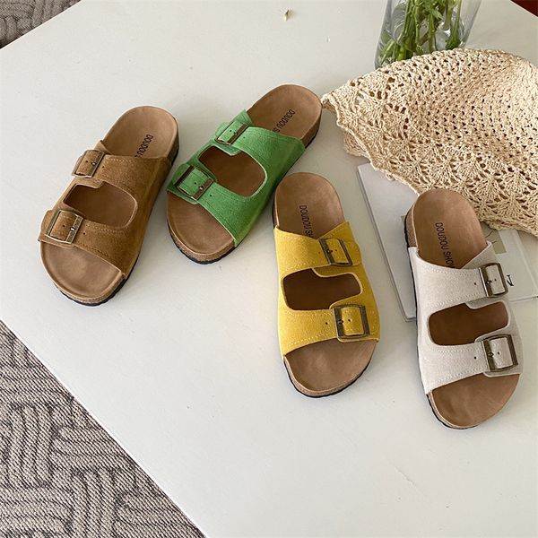 sandals summer women's two buckle cork slippers cow suede leather flats sandals for women retro fashion garden mule clog slides 230804, Black
sandals summer women's two buckle cork slippers cow suede leather flats sandals for women retro fashion garden mule clog slides 230804, Black