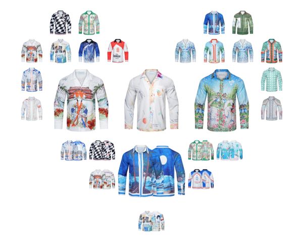 casablanca mens shirt dress shirt slim fit shirts men designer casual clothing uality us size designer shirt us size -3xl, White;black