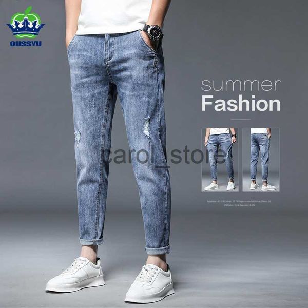 men's jeans brand summer stretch cotton hole men's ankle length jeans thin streetwear design denim pants korea casual trousers j23, Blue
men's jeans brand summer stretch cotton hole men's ankle length jeans thin streetwear design denim pants korea casual trousers j23, Blue