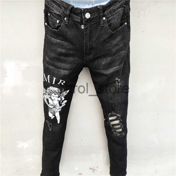 men's jeans 2022 black letter angel printing slim jeans mens jeans skinny streetwear motorcycle jean pants hip hop jean men los hombres, Blue
men's jeans 2022 black letter angel printing slim jeans mens jeans skinny streetwear motorcycle jean pants hip hop jean men los hombres, Blue