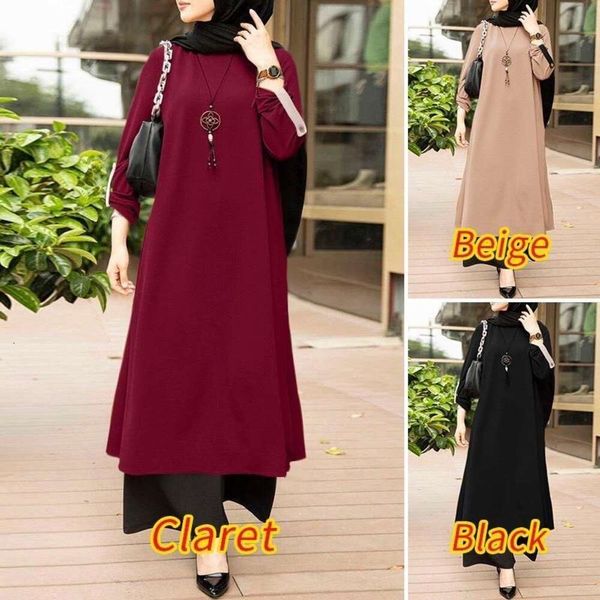 womens muslim style arabian temperament pure color simple wind round neck long sleeve side split dress, Black;gray
womens muslim style arabian temperament pure color simple wind round neck long sleeve side split dress, Black;gray