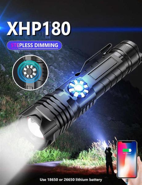 180 powerful stepless dimming led flashlight 5000mah usb rechargeable work light 5modes zoom torch tactial 18650 210608237u1405331
180 powerful stepless dimming led flashlight 5000mah usb rechargeable work light 5modes zoom torch tactial 18650 210608237u1405331