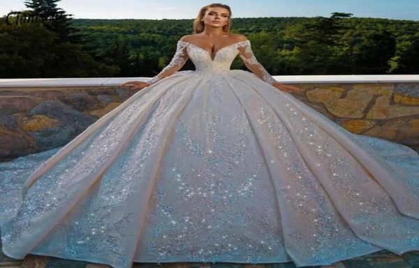 sparkly sequined appliques long sleeve dubai saudi arabic ball gown wedding dress off the shoulder open back bridal gown7332017, White
sparkly sequined appliques long sleeve dubai saudi arabic ball gown wedding dress off the shoulder open back bridal gown7332017, White