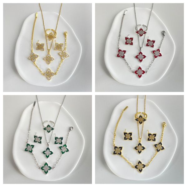 style 4 four leaf clover luxury designer necklace jewelry set pendant necklaces bracelet stud earring ring four-piece set women birthday gif, Silver
style 4 four leaf clover luxury designer necklace jewelry set pendant necklaces bracelet stud earring ring four-piece set women birthday gif, Silver