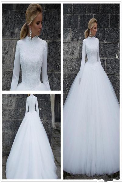 2019 new high neck long sleeves lace a line muslim wedding dresses satin empire lace applique zipper tulle winter wedding bridal g2289636, White
2019 new high neck long sleeves lace a line muslim wedding dresses satin empire lace applique zipper tulle winter wedding bridal g2289636, White