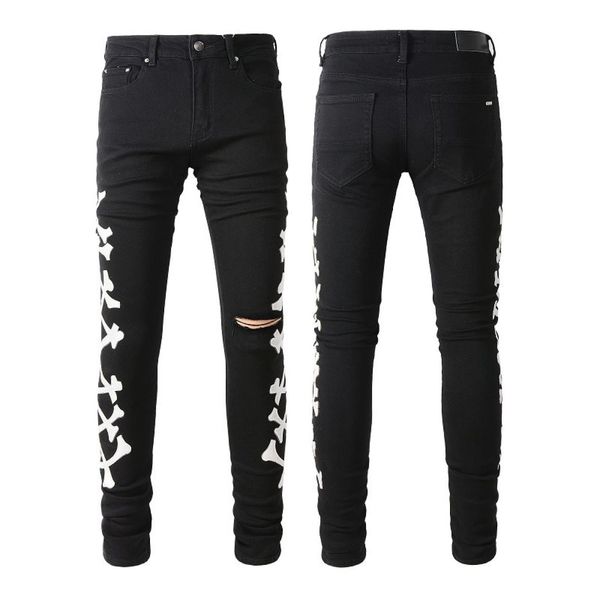 men039s jeans trendy brand bone pattern skinny stretch black jeans with broken knee europe and america4782143, Blue
men039s jeans trendy brand bone pattern skinny stretch black jeans with broken knee europe and america4782143, Blue