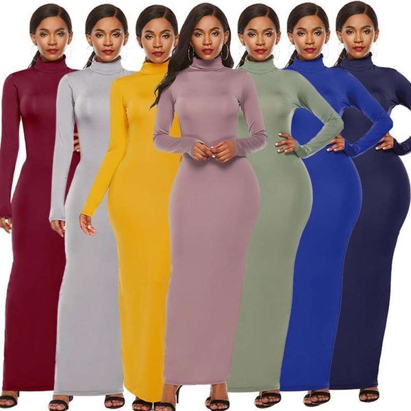 womens fashioned pure color long sleeves stretching slimming high collar dress, Black;gray
womens fashioned pure color long sleeves stretching slimming high collar dress, Black;gray