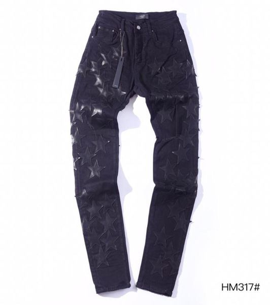 falection mens 21ss amimike jeans distressed black leather stars patch ripped denim pants4780084, Blue
falection mens 21ss amimike jeans distressed black leather stars patch ripped denim pants4780084, Blue