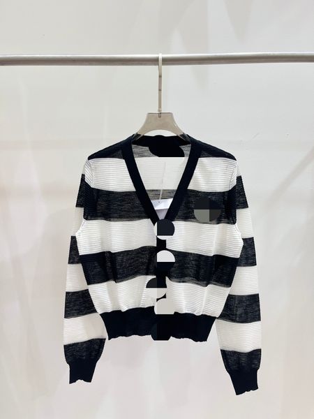 722 2023 spring brand same style sweater long sleeve v neck black cardigan fashion womens clothes womens, White;black