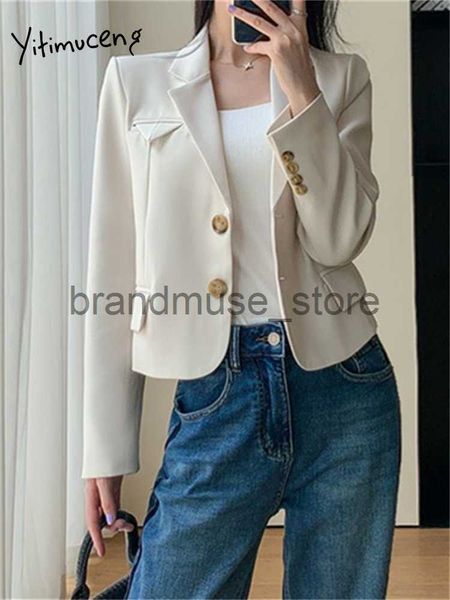 women's jackets yitimuceng white blazers for women 2023 fashion spring long sleeves single breasted office lady coat chic loose short b, Black;brown
women's jackets yitimuceng white blazers for women 2023 fashion spring long sleeves single breasted office lady coat chic loose short b, Black;brown